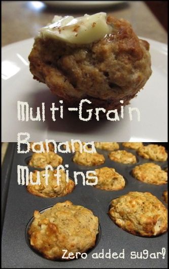 multigrain banana muffins with zero added sugar