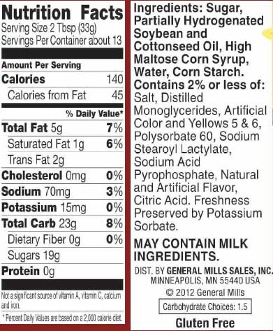 Betty Crocker rich and cream vanilla frosting nutrition facts
